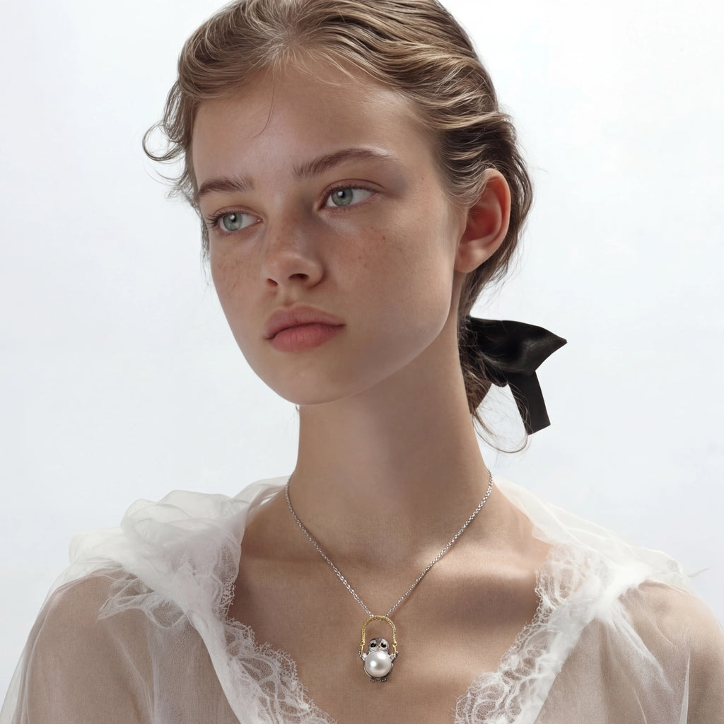 Wise Owl Pearl Necklace