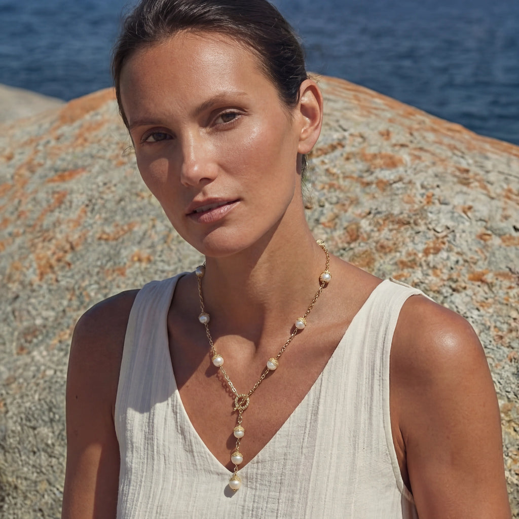 Baroque Pearl Station Necklace