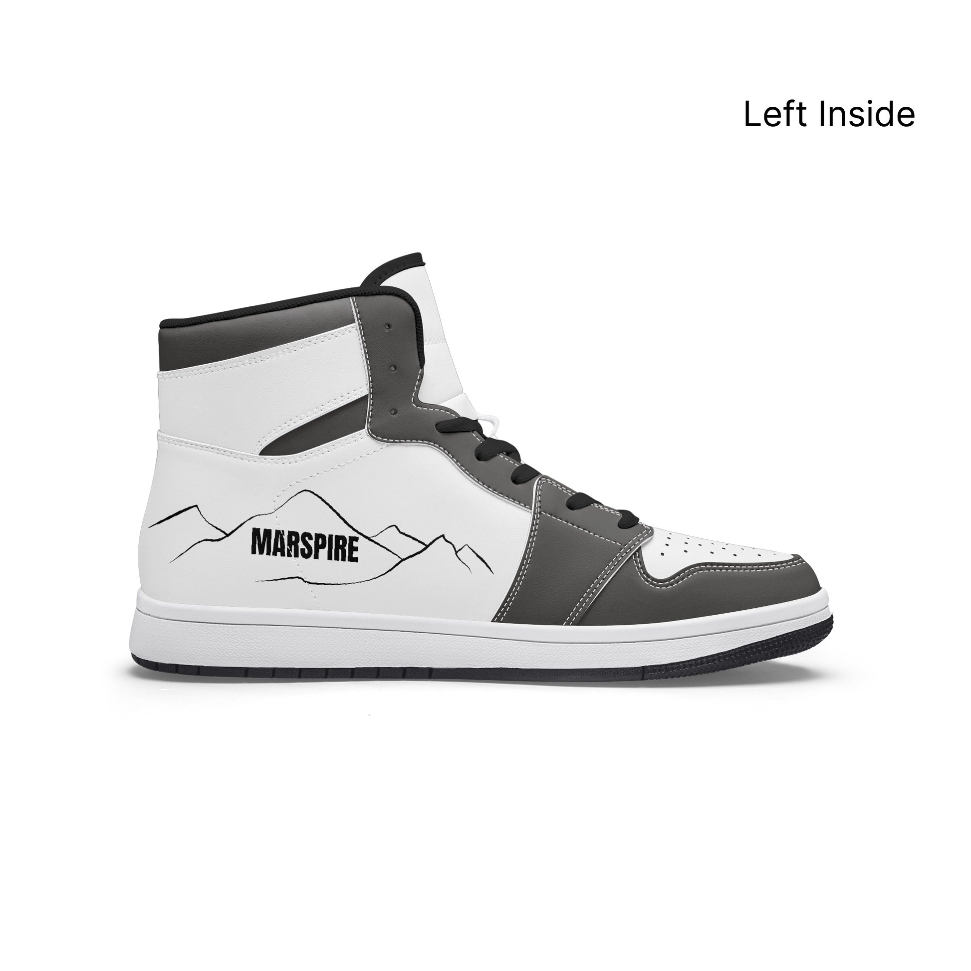 left inside of high-top leather sneakers