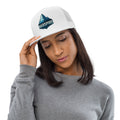 woman wearing trucker baseball caps - white