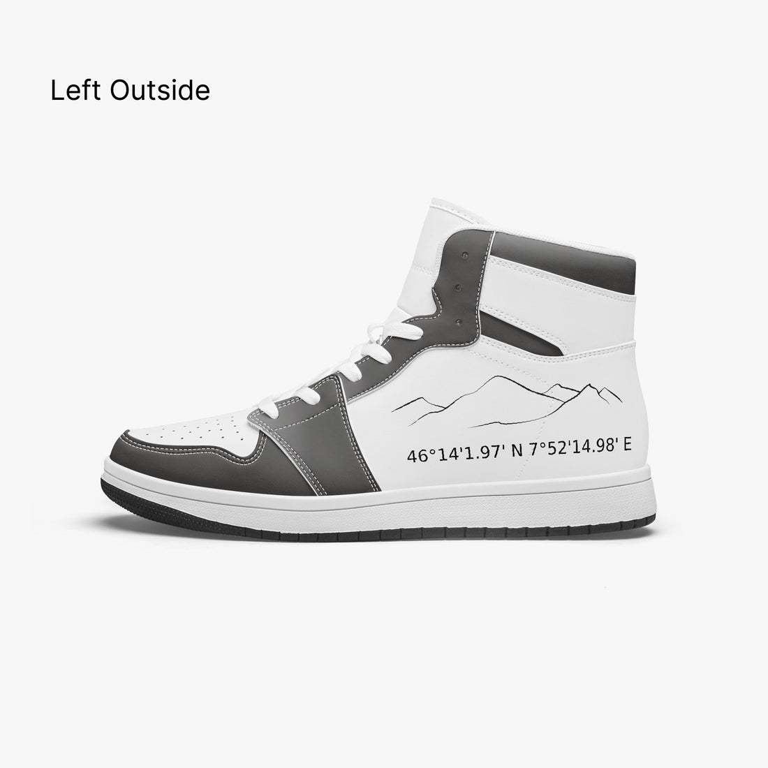side view of high-top leather sneakers