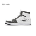 right view of high-top leather sneakers