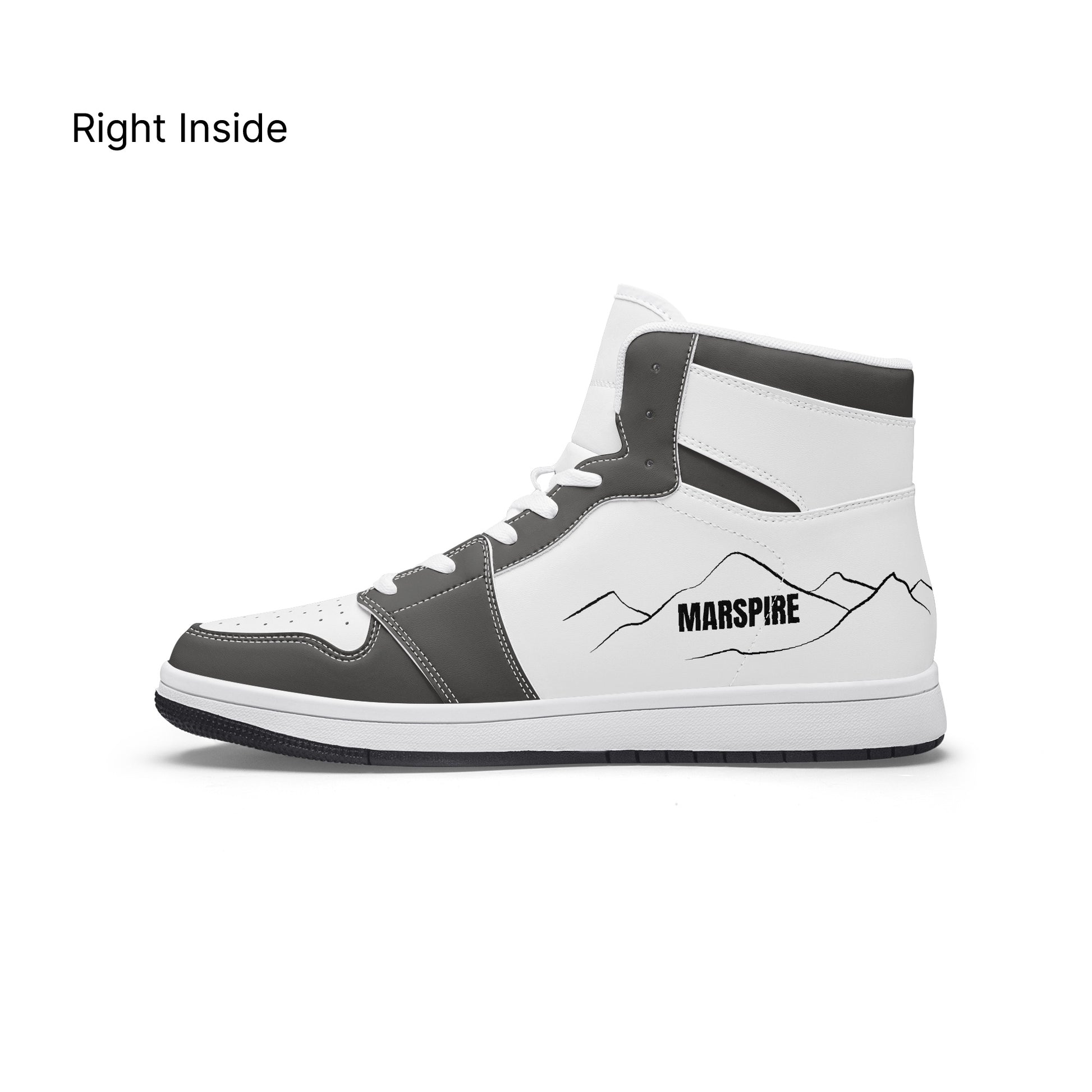 right view of high-top leather sneakers