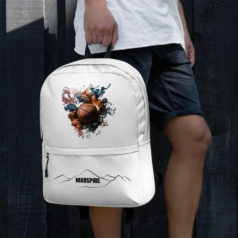 man carrying white commuter backpack in hand
