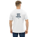 man wearing short sleeve t-shirt - back