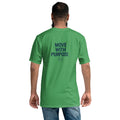 man wearing crewneck T-shirt - back