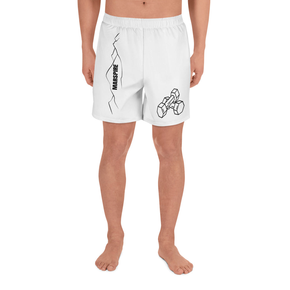 back view of person wearing long athletic shorts