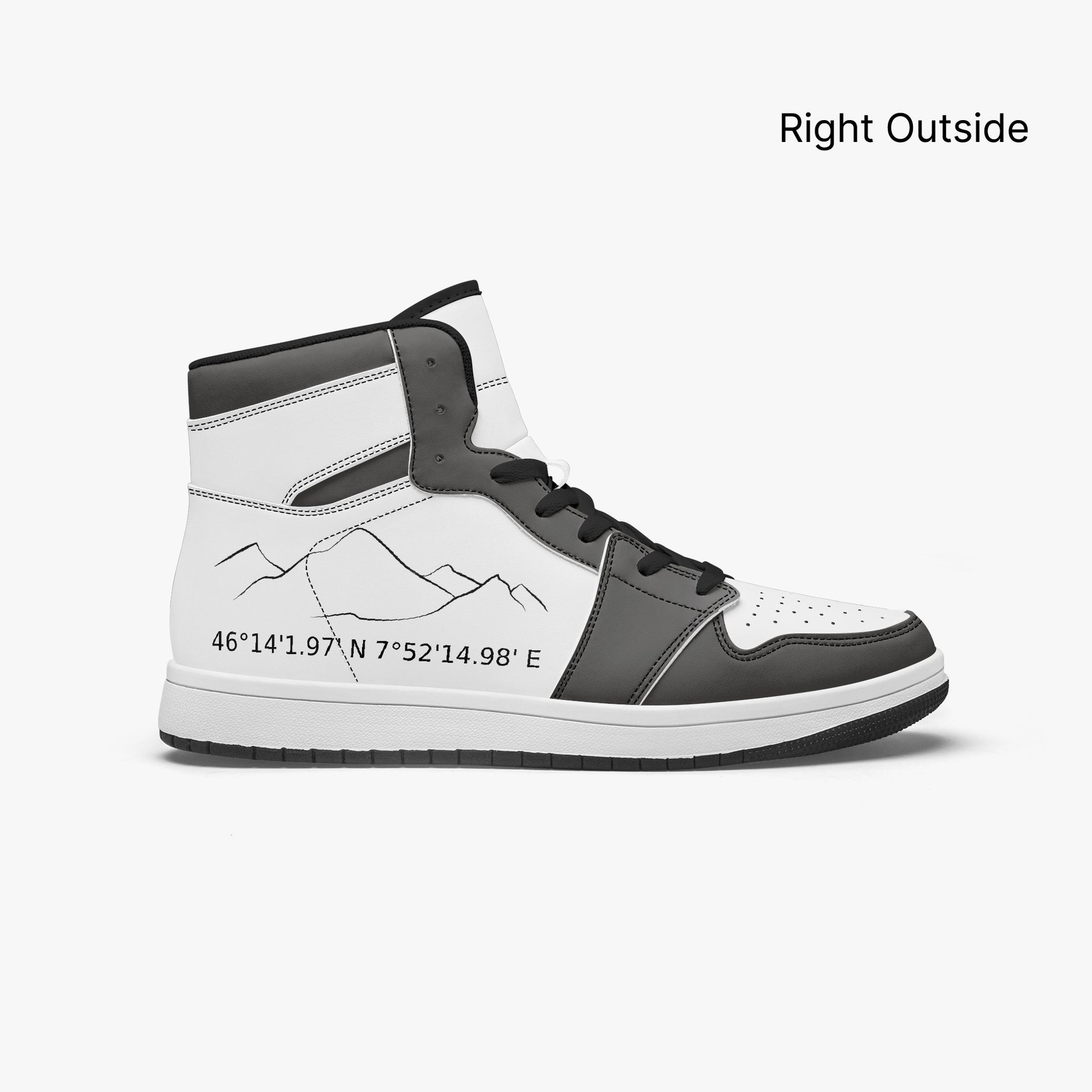 right outside of high-top leather sneakers