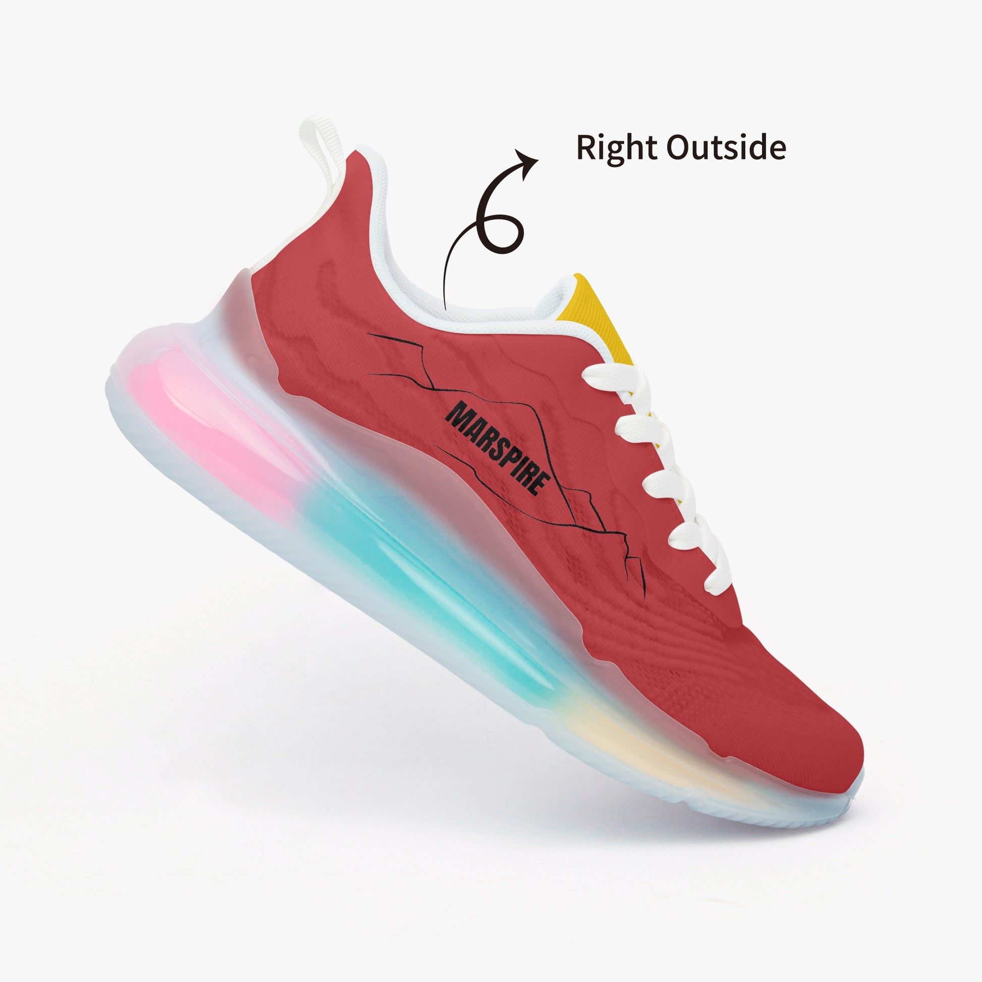 right outside view of air cushioned sneakers