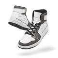 pair of high-top leather sneakers - back & front