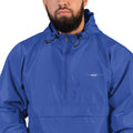 closeup of royal blue champion packable jacket