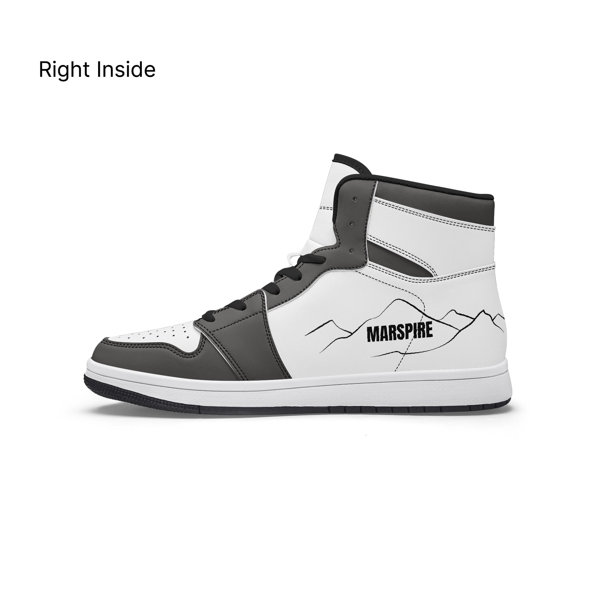 right inside of high-top leather sneakers