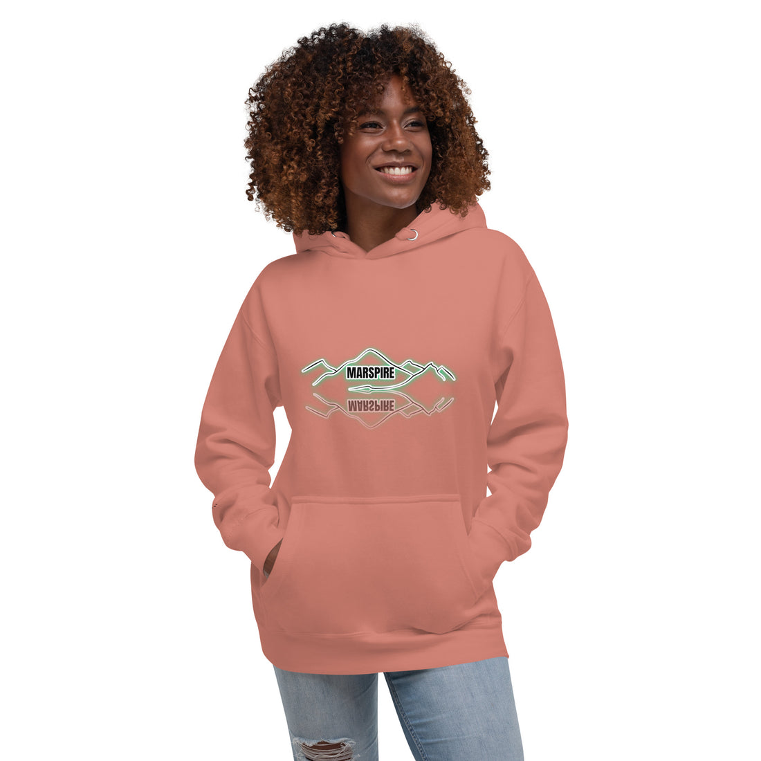 lightweight hoodie in dusty rose front view