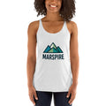 front view of heather white women's racerback tank tops