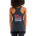 back view of vintage navy women's racerback tank tops