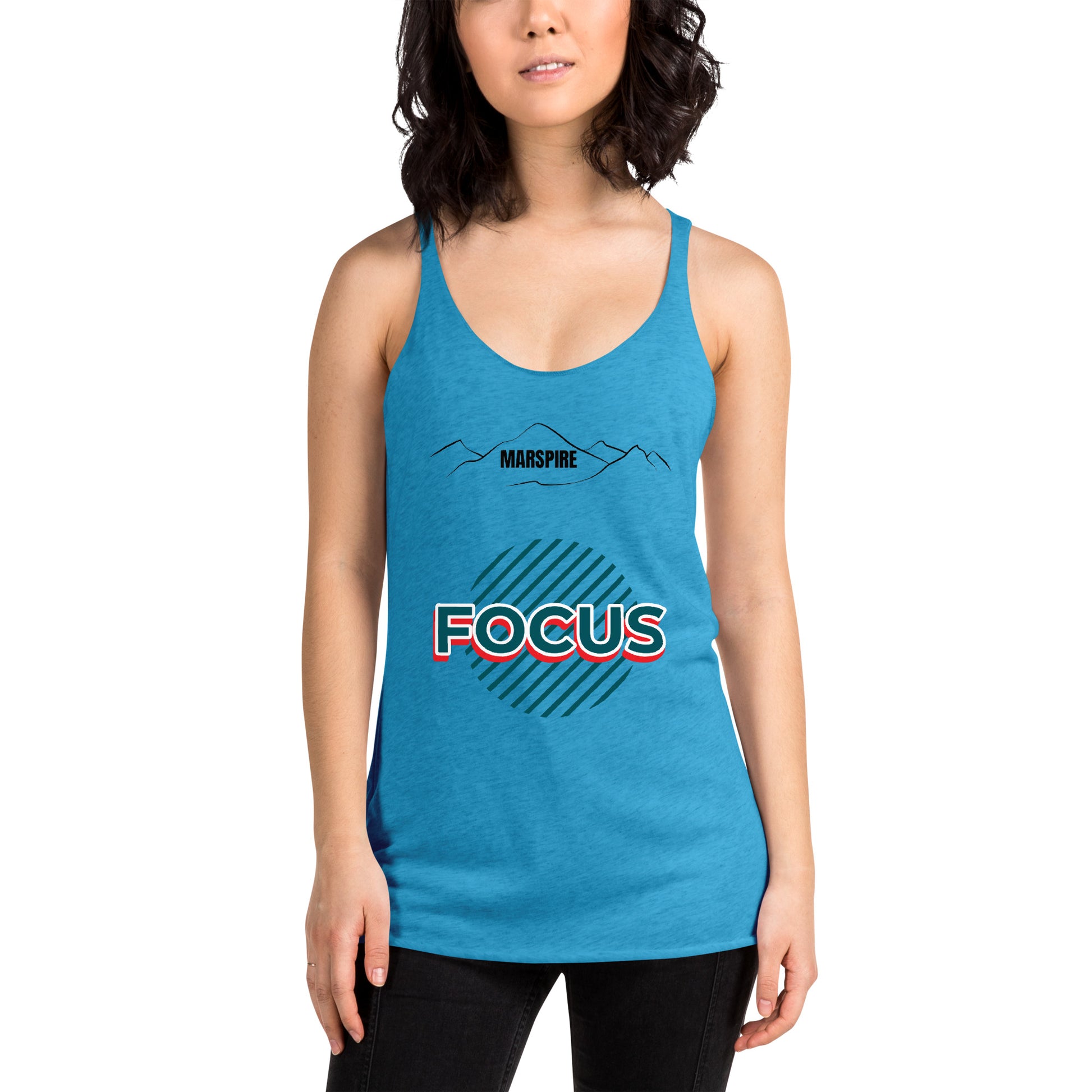 front view of vintage turquoise ladies racerback tank tops